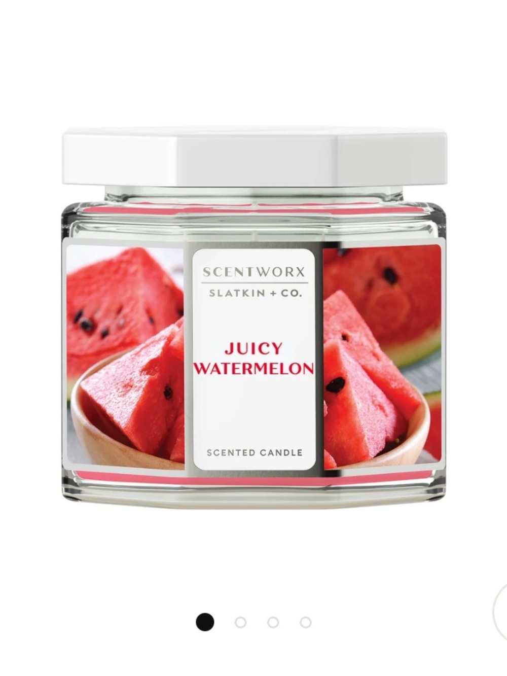 ScentWorx Juicy Watermelon Pink Red 3-Wick 14.5oz Hexagonal Glass Jar Candle